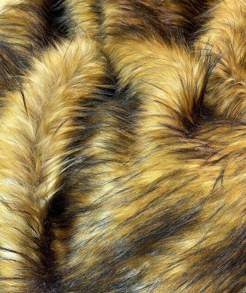 Black tipped ginger long haired luxury faux fur fabric