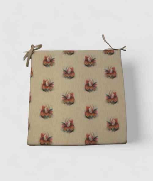 Small rooster print reversible square seat pads