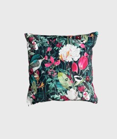 Tropical printed reversible velvet cushions