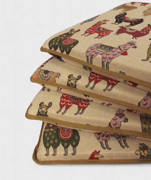 Printed Llama seat cushions