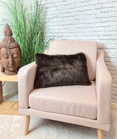 Cheap rectangular brown fur cushions