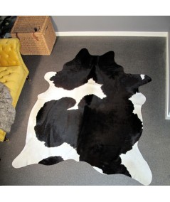 XX/Large Black and off-white Natural Cowhide Rug CR00135